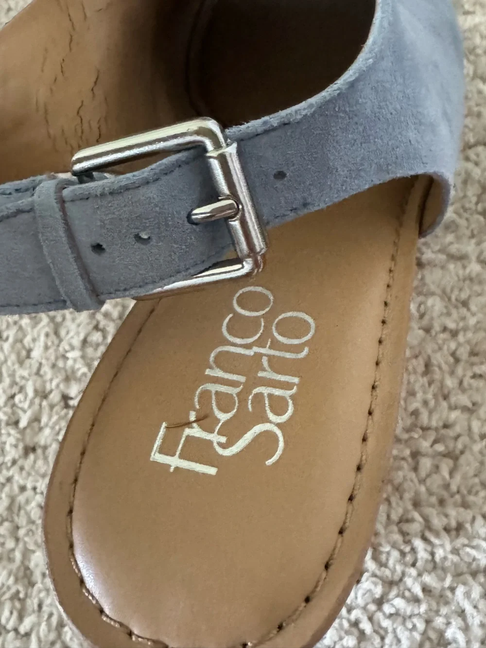 Franco Sarto Julien Light Blue Suede Cork Wedge Sandals Size 9